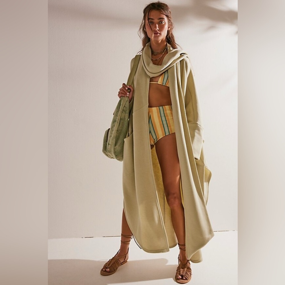 Free People Oversized very light Sage Green color  Draped Poncho Cardigan - Picture 2 of 5